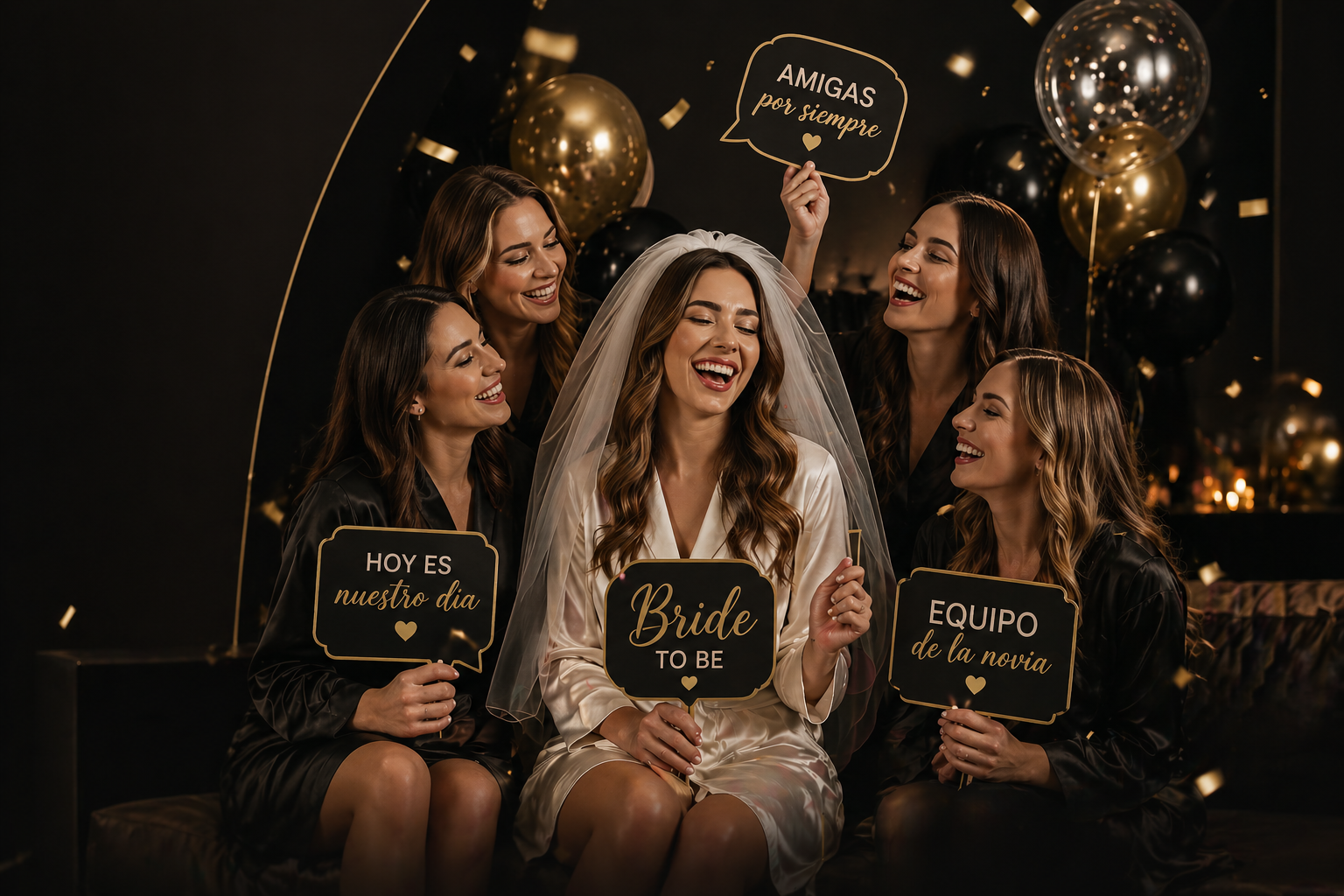 Grupo de amigas celebrando una despedida de soltera